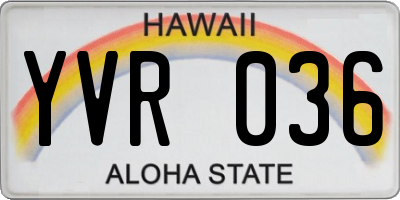 HI license plate YVR036