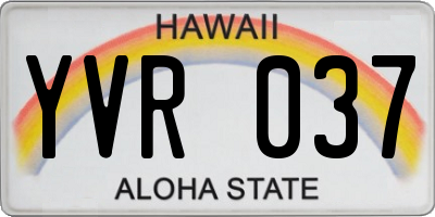 HI license plate YVR037