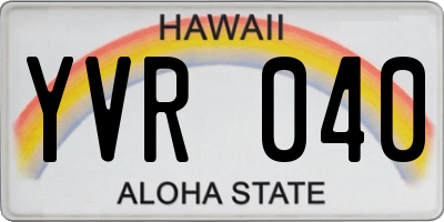 HI license plate YVR040
