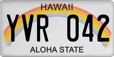 HI license plate YVR042