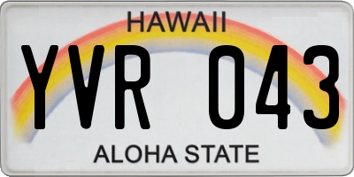 HI license plate YVR043