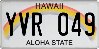 HI license plate YVR049