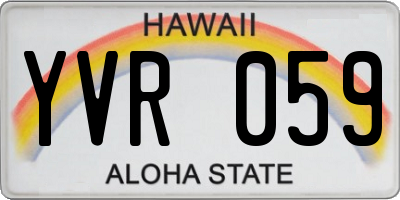 HI license plate YVR059