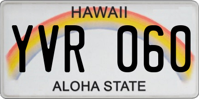 HI license plate YVR060
