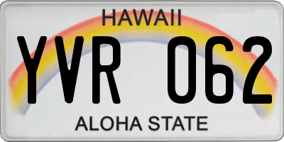 HI license plate YVR062