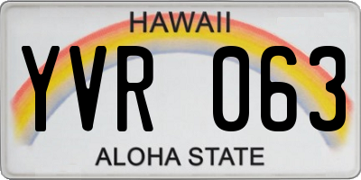 HI license plate YVR063