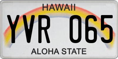 HI license plate YVR065