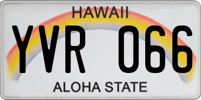HI license plate YVR066