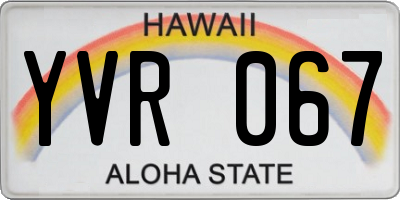 HI license plate YVR067