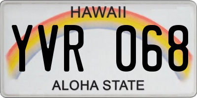 HI license plate YVR068