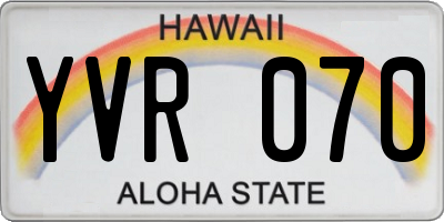 HI license plate YVR070
