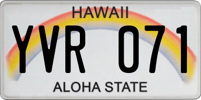 HI license plate YVR071