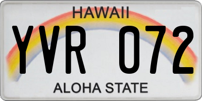 HI license plate YVR072