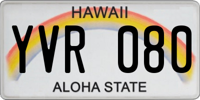 HI license plate YVR080