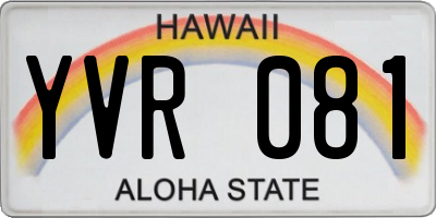 HI license plate YVR081