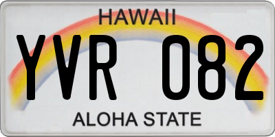 HI license plate YVR082