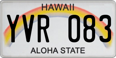 HI license plate YVR083