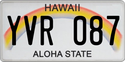 HI license plate YVR087