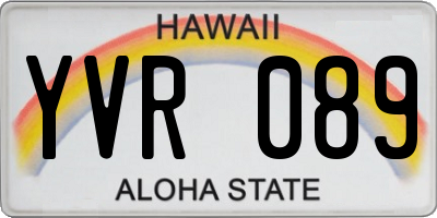 HI license plate YVR089