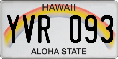 HI license plate YVR093