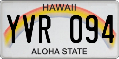 HI license plate YVR094