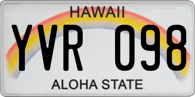 HI license plate YVR098