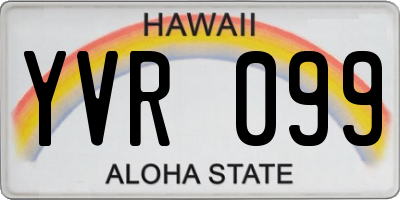 HI license plate YVR099