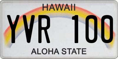 HI license plate YVR100
