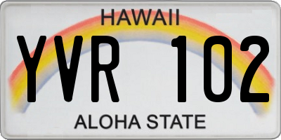 HI license plate YVR102