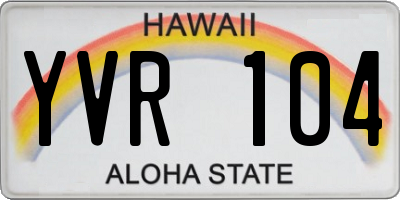 HI license plate YVR104