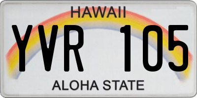 HI license plate YVR105
