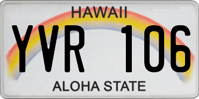 HI license plate YVR106
