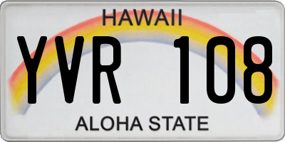 HI license plate YVR108