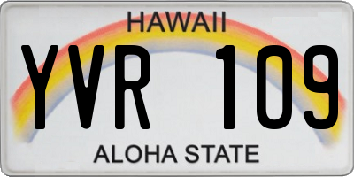 HI license plate YVR109