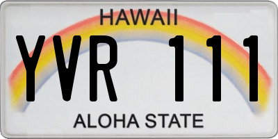 HI license plate YVR111