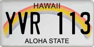 HI license plate YVR113