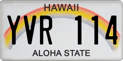 HI license plate YVR114
