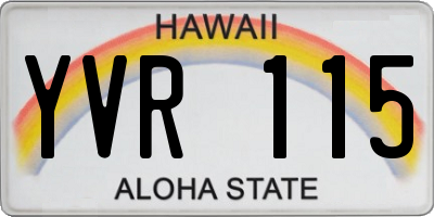 HI license plate YVR115