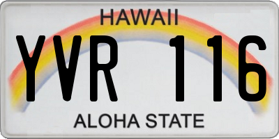 HI license plate YVR116