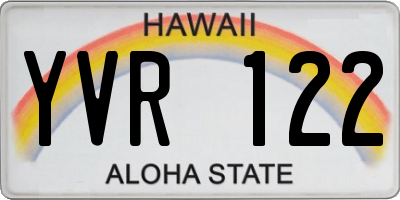 HI license plate YVR122