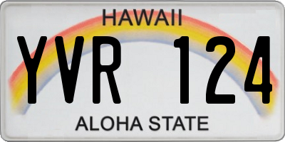 HI license plate YVR124