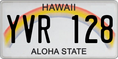 HI license plate YVR128