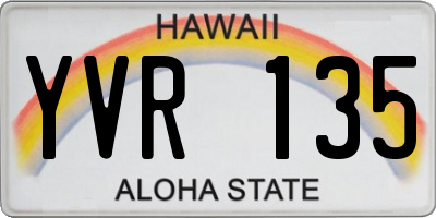 HI license plate YVR135