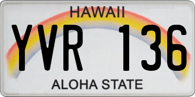 HI license plate YVR136