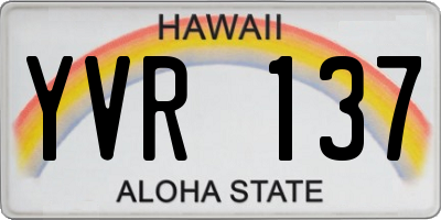 HI license plate YVR137
