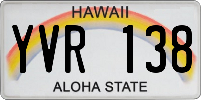 HI license plate YVR138