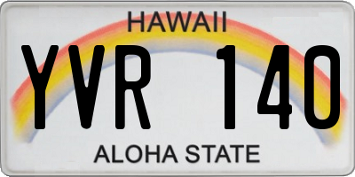 HI license plate YVR140