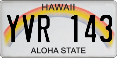 HI license plate YVR143