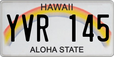 HI license plate YVR145