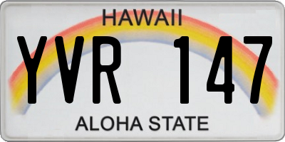 HI license plate YVR147